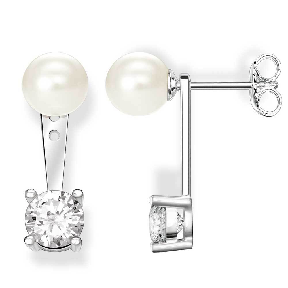 Pearl and cz dang fixed earrings