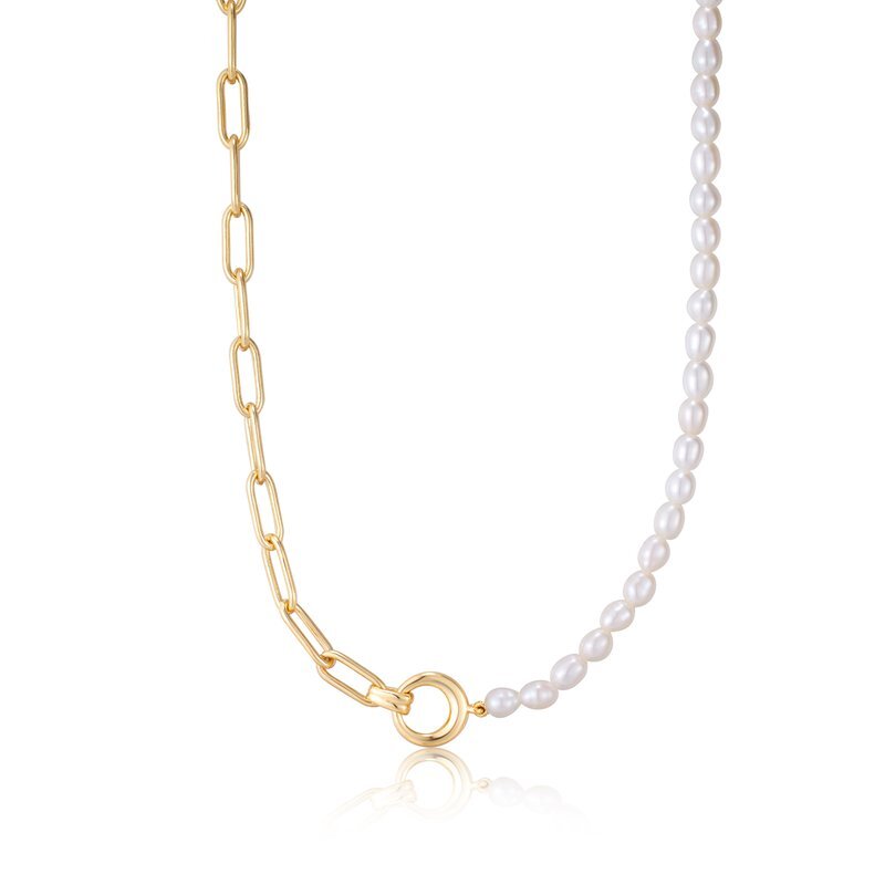  Gold-silver necklace, pearls - N043-01G - Ania Haie