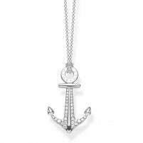 Silver zirconium anchor necklace