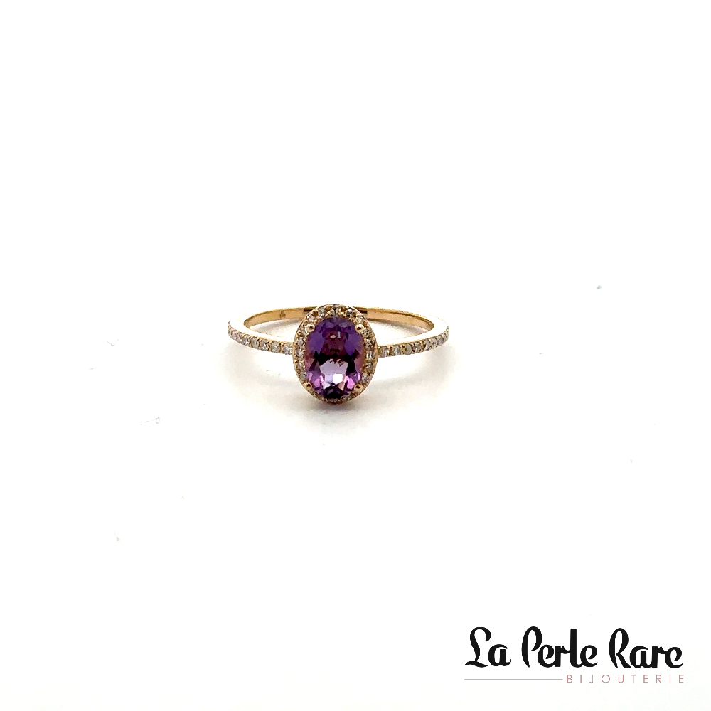 14K Yellow Gold Ring, Amethyst, 13 Diamond Points Total - 7524AMR4YYA11 - Exclusivity