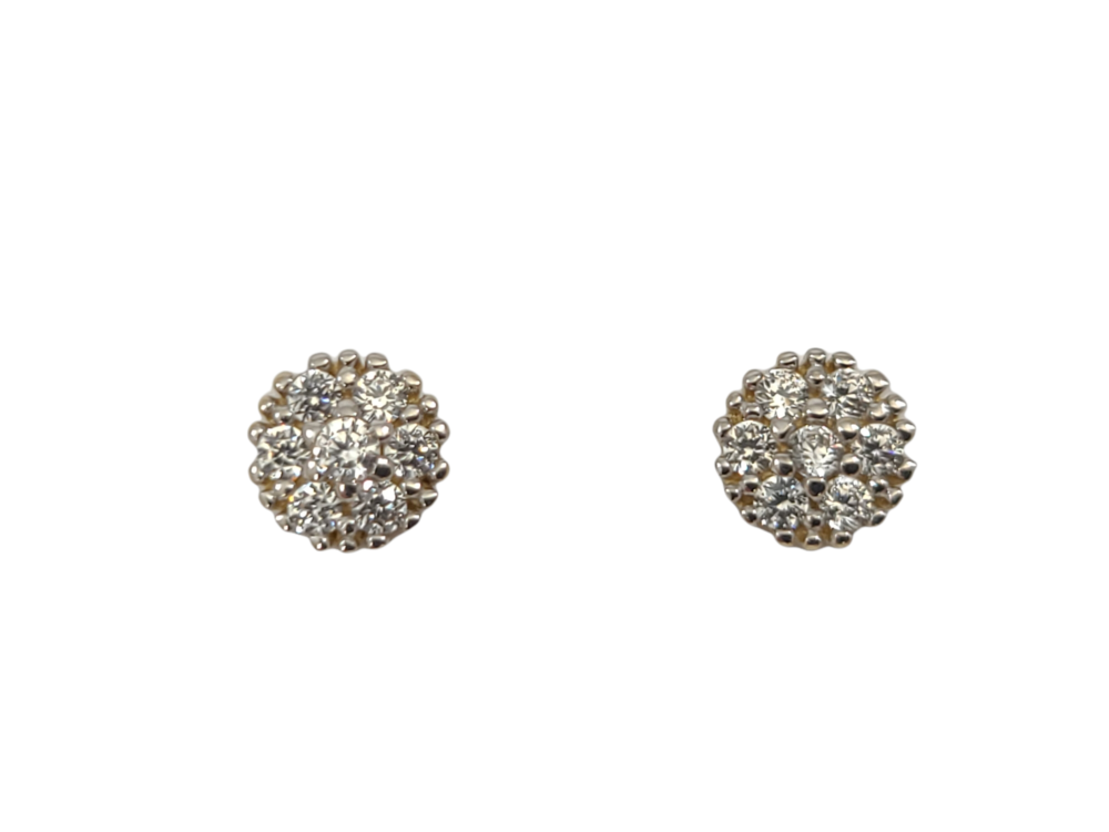 Fixed round earrings 2 tone gold (yellow/white), zirconias - EOZ-1175-2T - Exclusivity