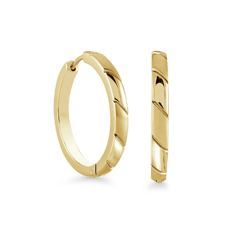 Textured Gold Stainless Steel Huggie Earrings