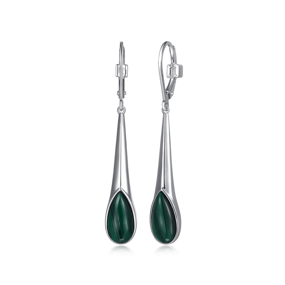 Bo pendantes argent rhodié, malachite - R2LCQZ3003 - Elle