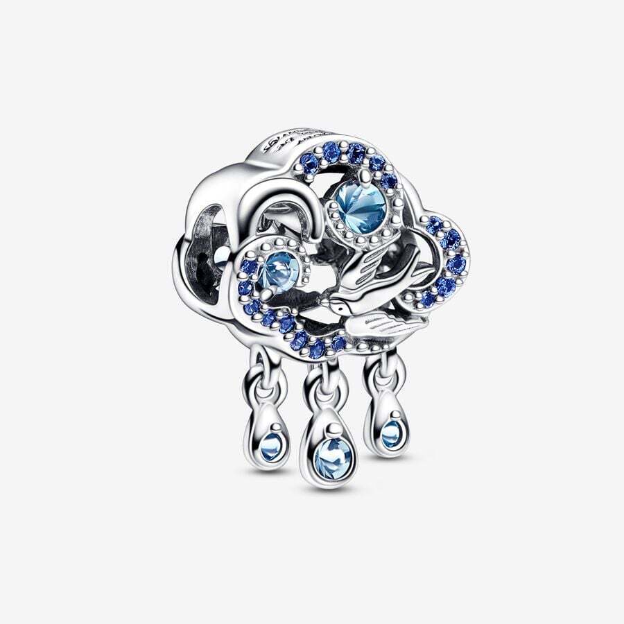 Bille nuage et hirondelle, argent, cristaux multicolores - 792569C01 - Pandora