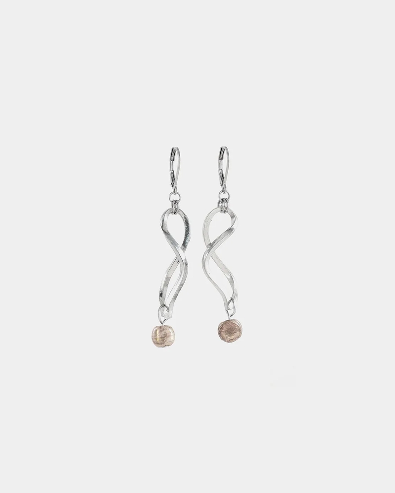 Boucles d'oreilles pendantes acier inoxydable, étain, verre coloré - FUYUS-LUNA - Anne-marie Chagnon