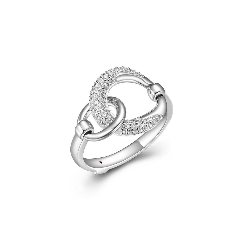 Bague argent rhodié, zircons