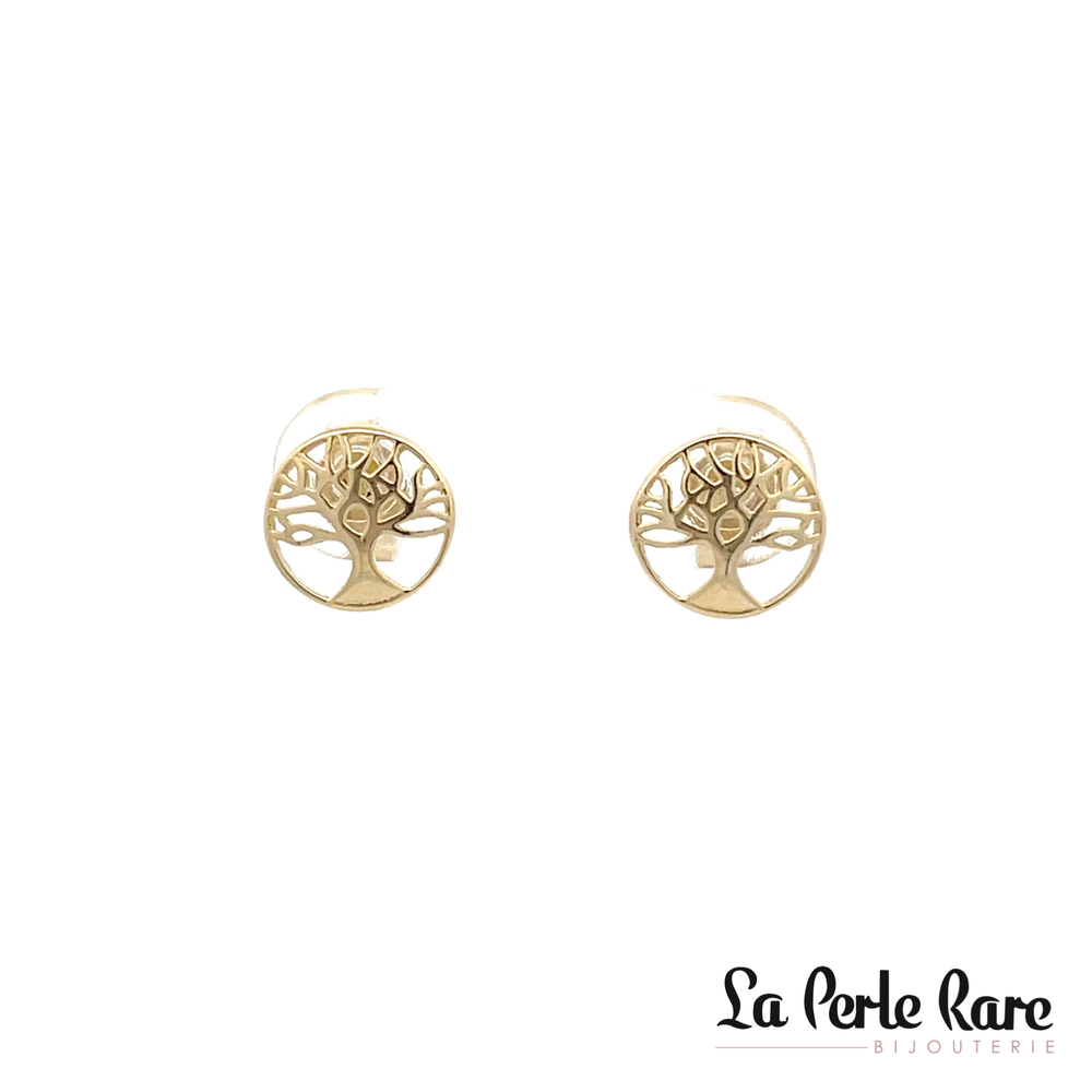 Boucles d'oreilles fixes arbres de vie, or jaune 10 carats - ENM-881-J - Exclusivités