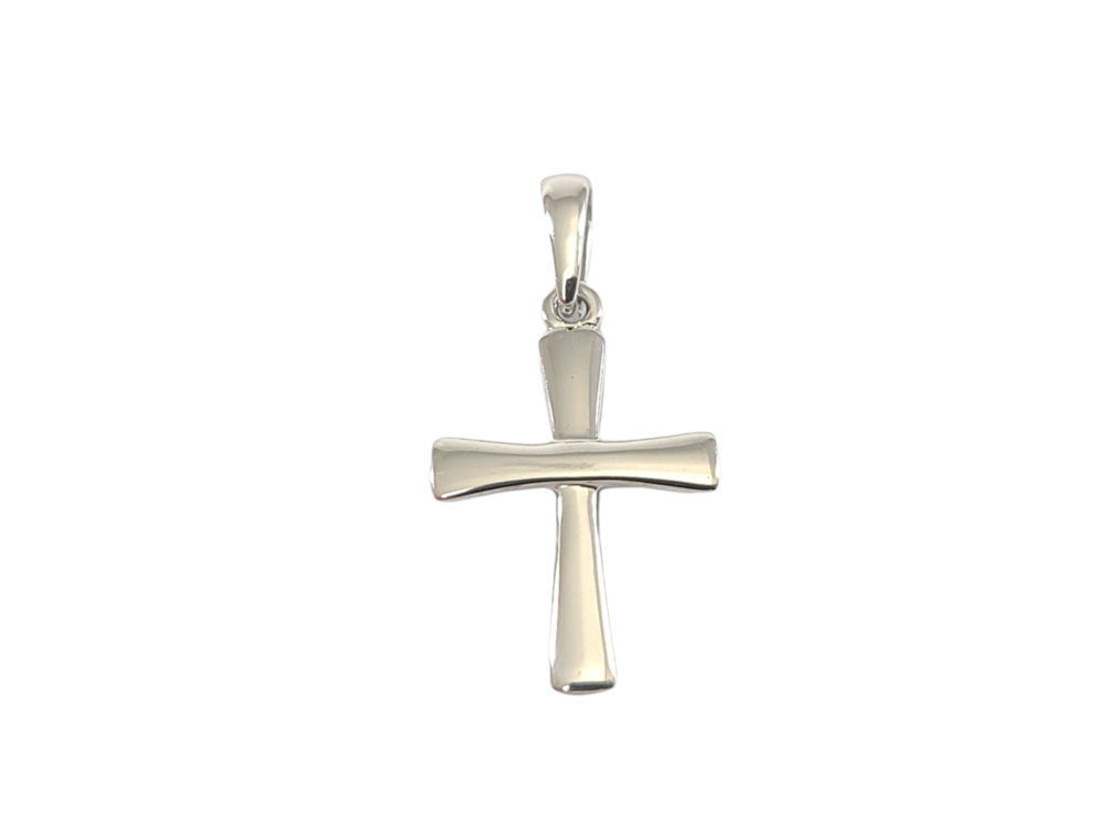 Pendentif croix, or blanc 10 carats - PD01-2837-B - Exclusivités