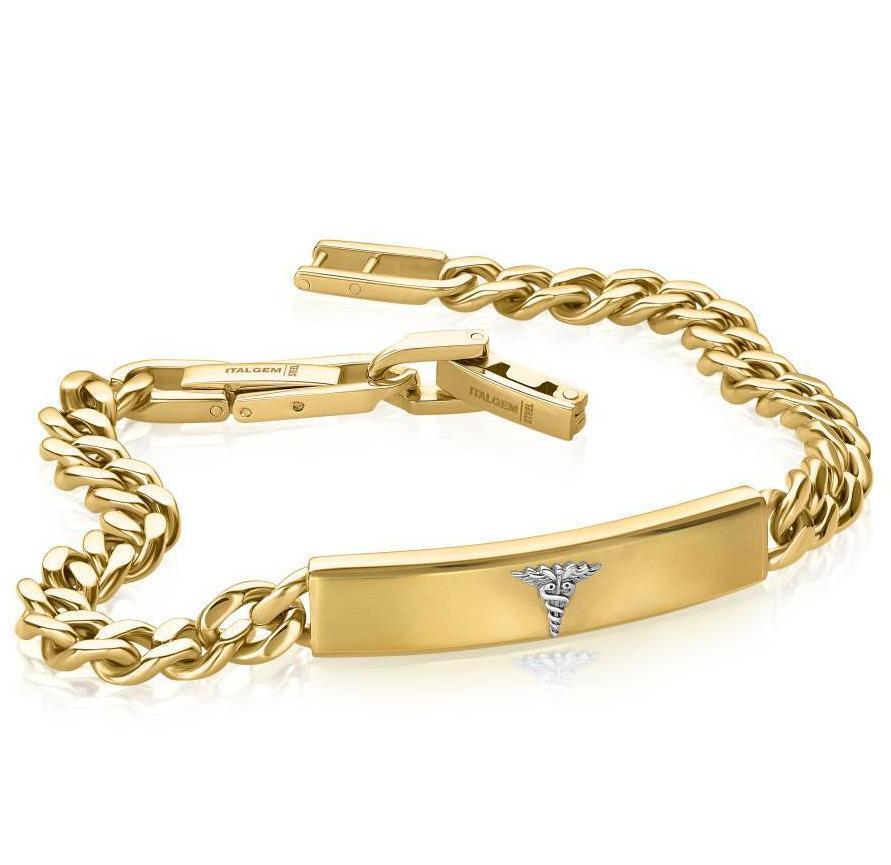 Bracelet médical, acier 2 tons (jaune/blanc) - SMAB36 - Italgem Steel