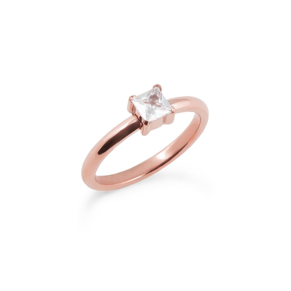 Bague times square acier rosé, zircon