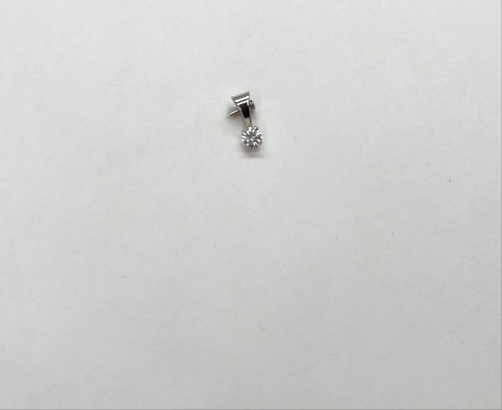 Pendentif or blanc, zircon, 4 mm