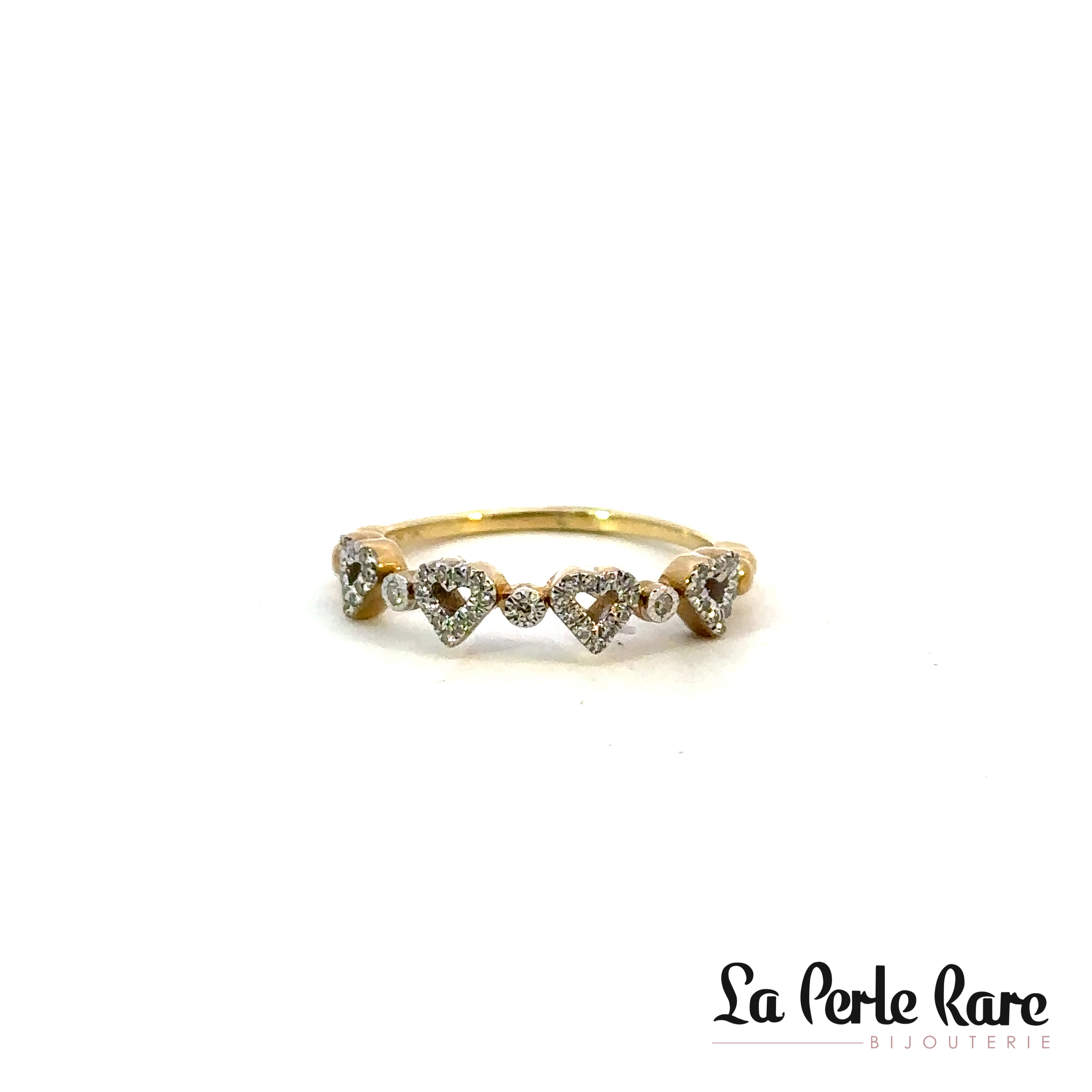 Yellow gold heart-shaped ring with a total of 10 points of diamonds - SKR29464-10Y - Exclusivity