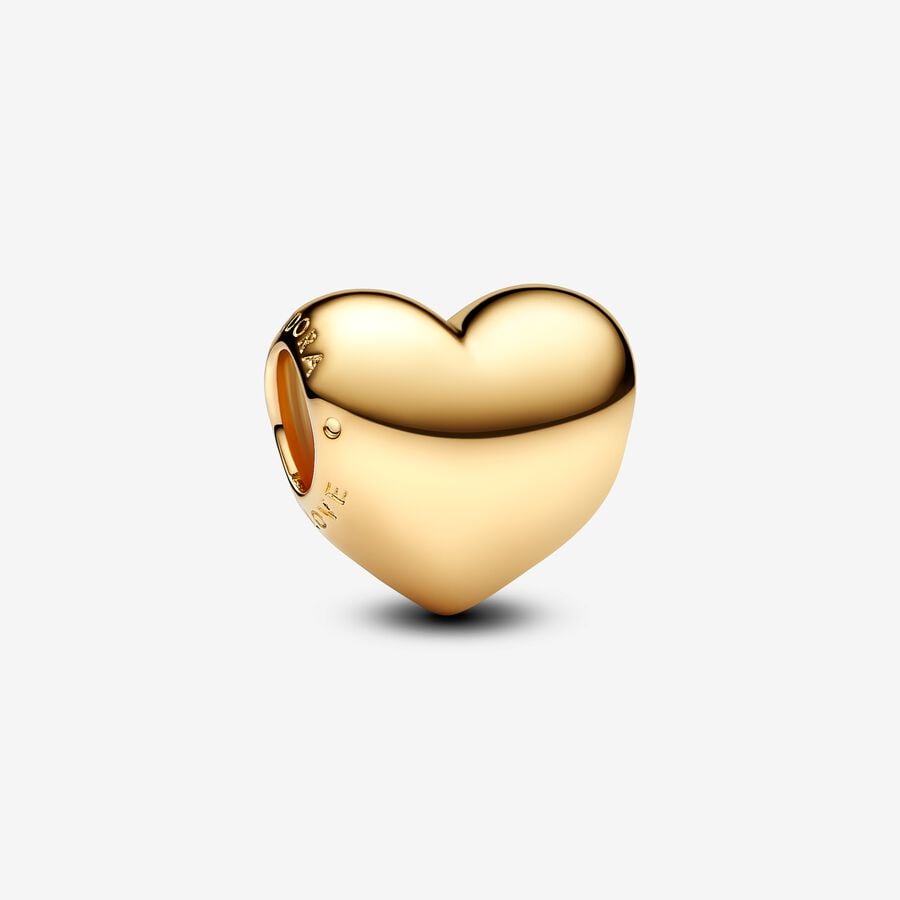 Engravable Heart charm in unique metal plated with 14k gold - 763439C00 - Pandora