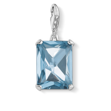 Silver, large synth spinel stone charm