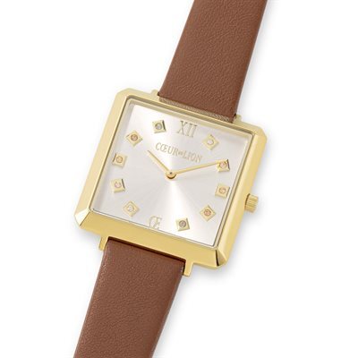 Montre cuir brun, acier doré