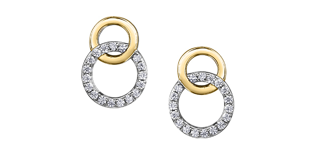 Yellow gold fixed earrings with 14.5 dia pts total - DD7684 - Corona