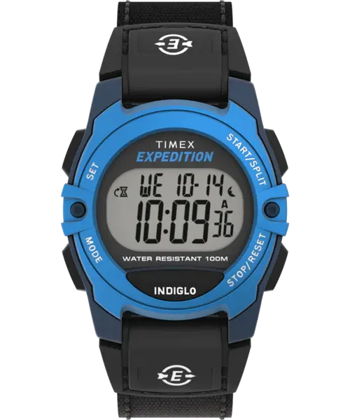 Montre Expedition, nylon velcro noir, plastique bleu/noir - TW4B28900GP - Timex