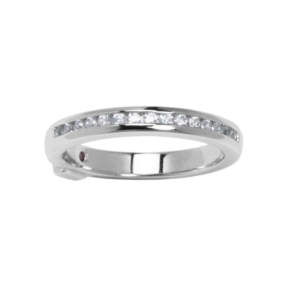 Jonc semi-éternité, argent rhodié, zircons - R4L43700A8 - Elle