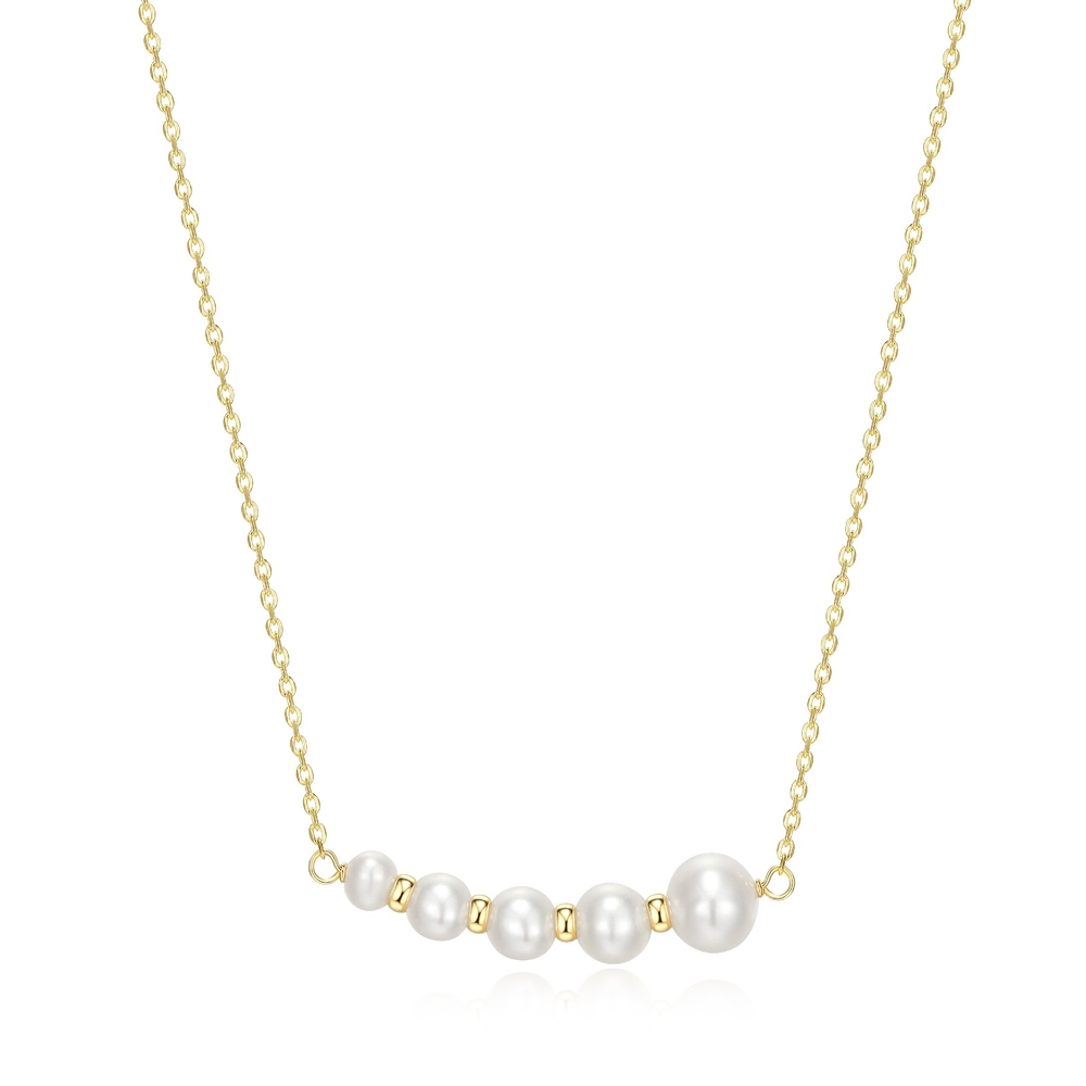 Collier argent doré, perles