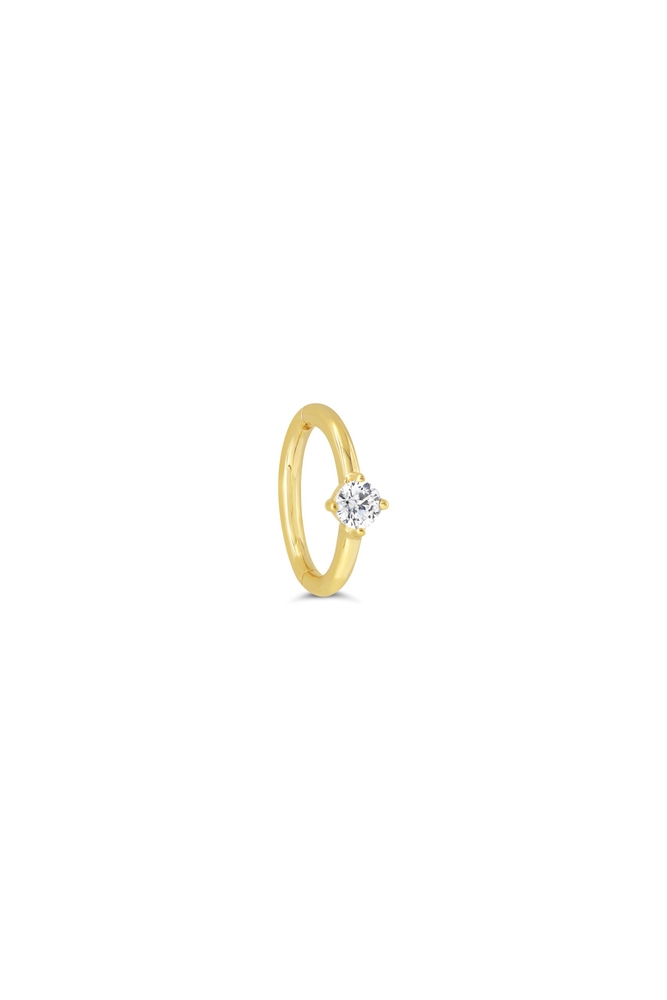 Dormeuse (seule) or jaune 14 carats, zircon incolore - 7054 - Exclusivités