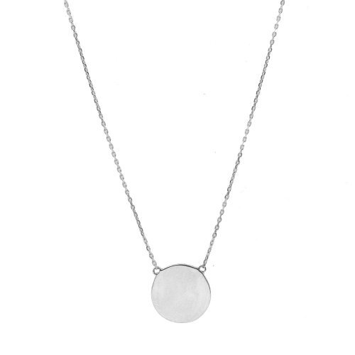 Collier plaque ronde or blanc - GC-10-1155W - Exclusivités