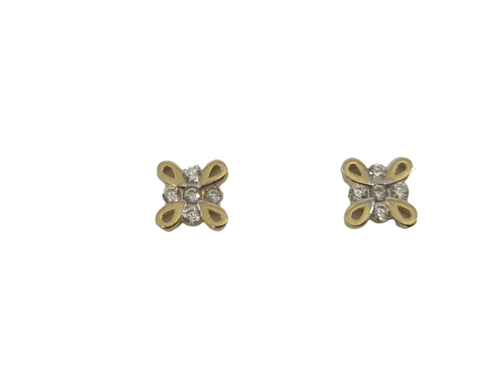 Boucles d'oreilles fixes or jaune 10 carats, zircons incolores - ENM-242-J - Exclusivités