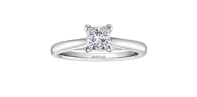 Bague solitaire or blanc, dia can 40 pts, certificat - AM496W40 - Corona