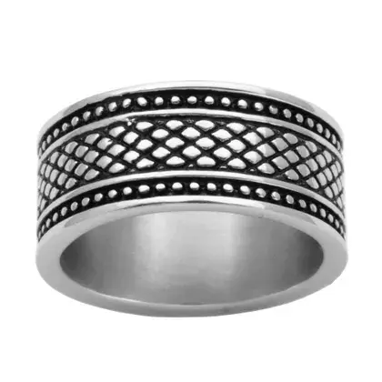 Bague acier 2 tons (blanc/noir)