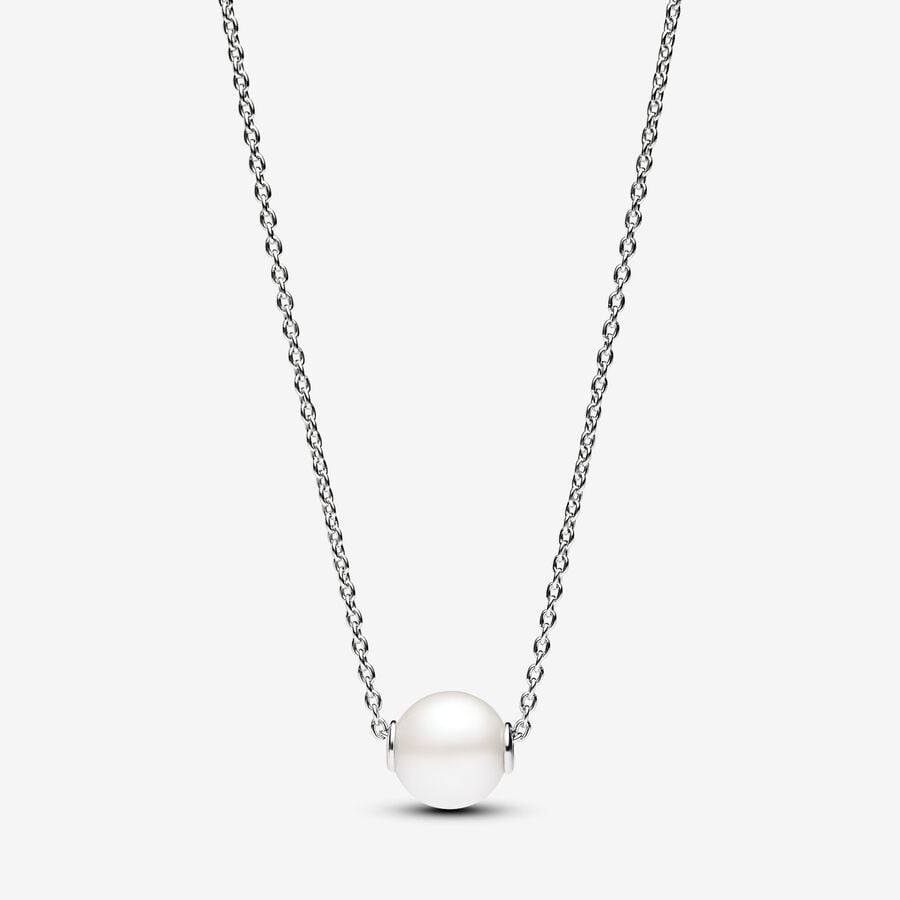 Silver Necklace, Freshwater Pearl, Cubic Zirconia - 393167C01-45 - Pandora