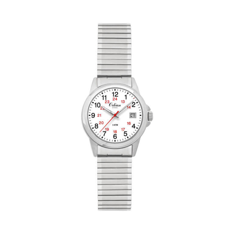 Montre extensible acier, fond blanc - ME3343X - Orlean