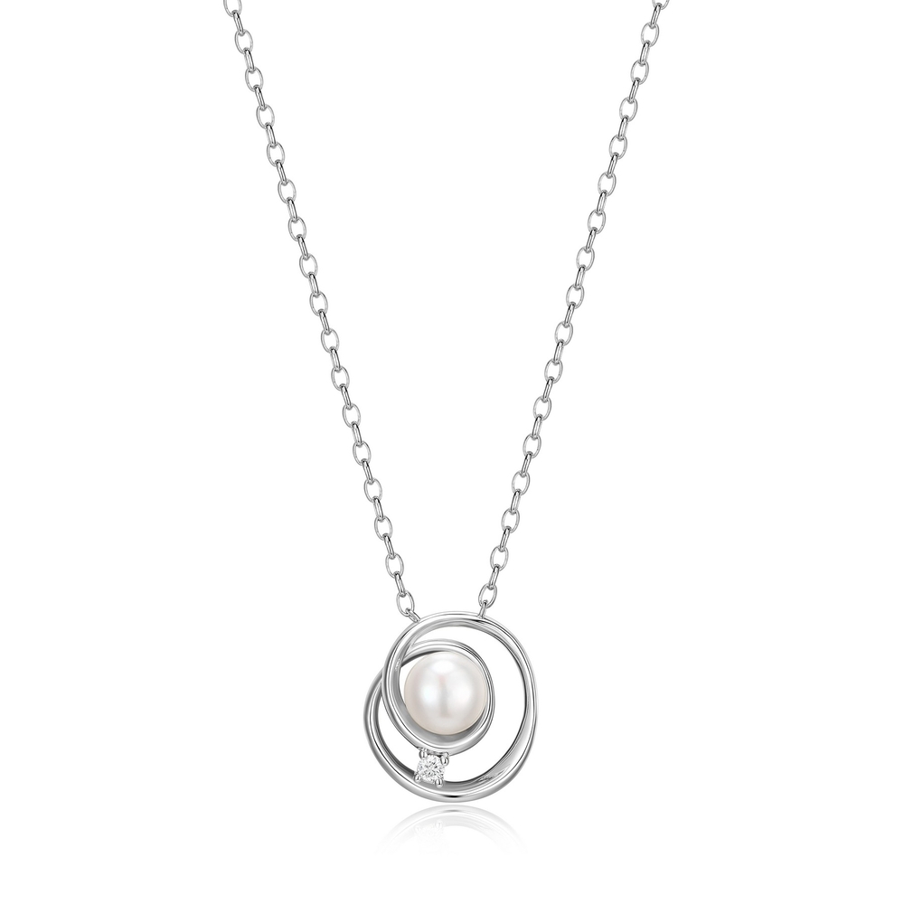 Collier argent rhodié, perle, moissanite - R0LBW14546 - Elle