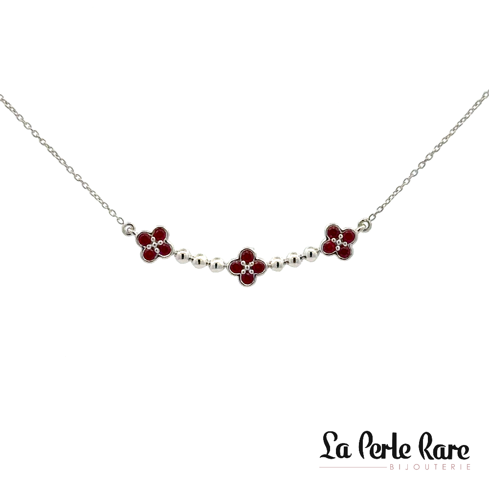 Collier or blanc 10 carats, 25 points de rubis total - LPR-2549 - Exclusivités