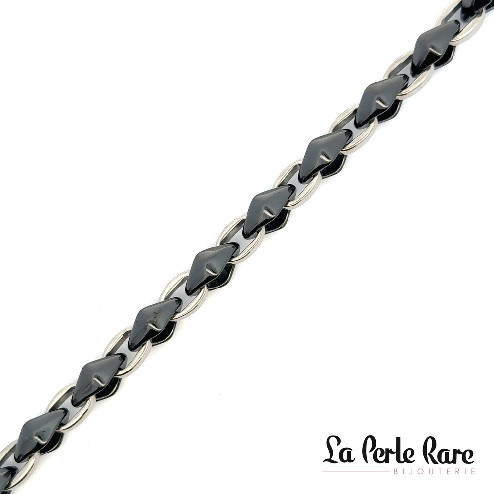 Bracelet acier, céramique noire - 170-BR2150 - Steelx