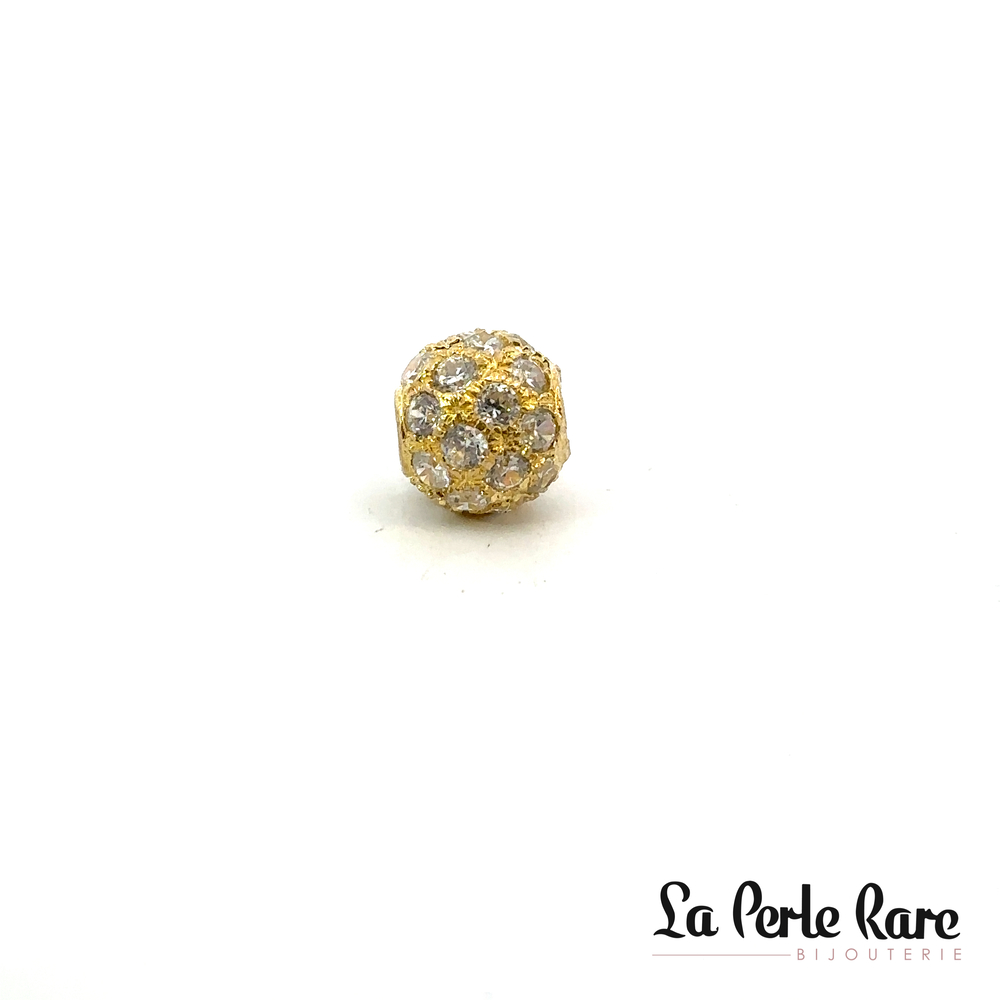 Yellow gold ball pendant with cubic zirconia - 2306 - Exclusivity