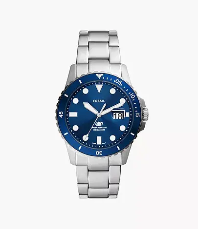 Montre à 3 aiguilles avec date Blue Dive acier inoxydable - FS6029 - Fossil