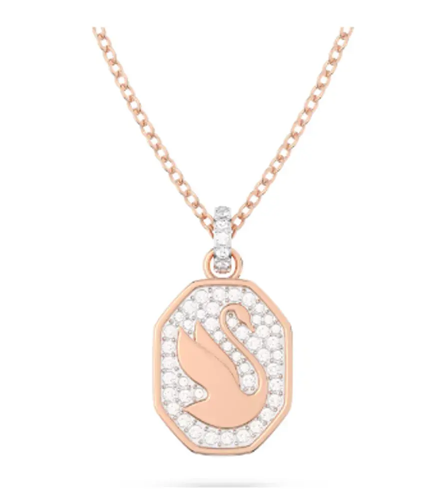 Pendentif cygne, métal rosé, cristaux blancs - 5628549 - Swarovski