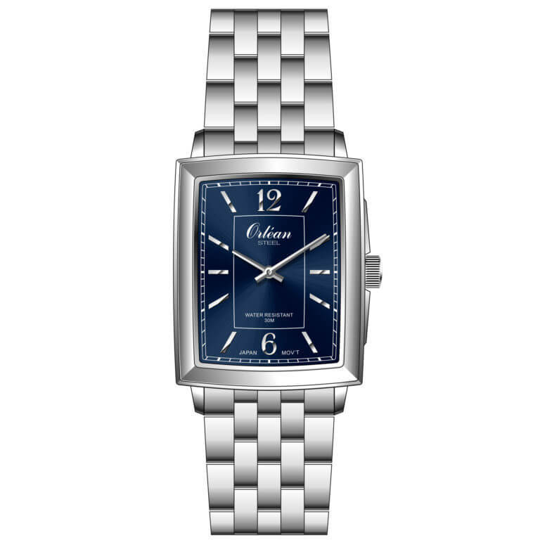 Montre homme boitier carré fond bleu - ME3373 - Orlean