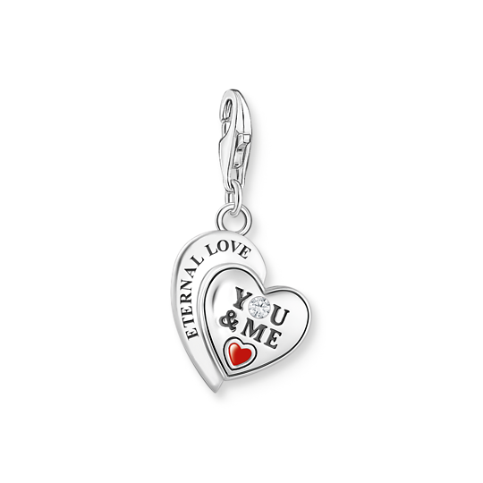 Breloque coeur, argent, émail rouge/blanc, zircon - 2108-691-21 - Thomas Sabo