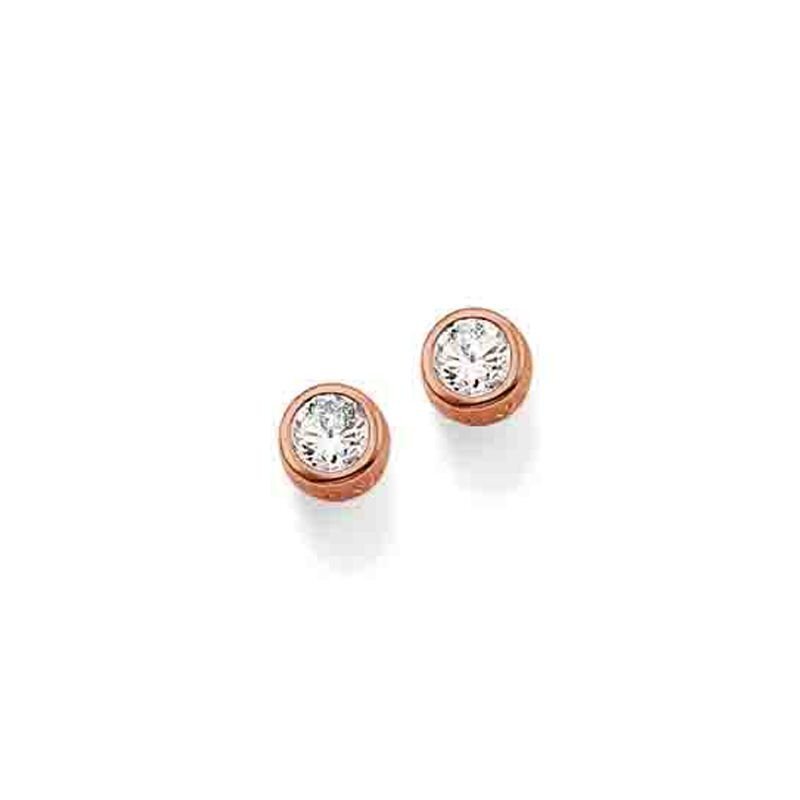 Rose-plated fixed earrings with cz