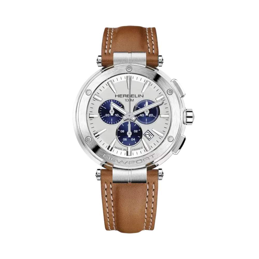 Men's Newport chronograph watch with leather strap - 37688A42GD - Herbelin