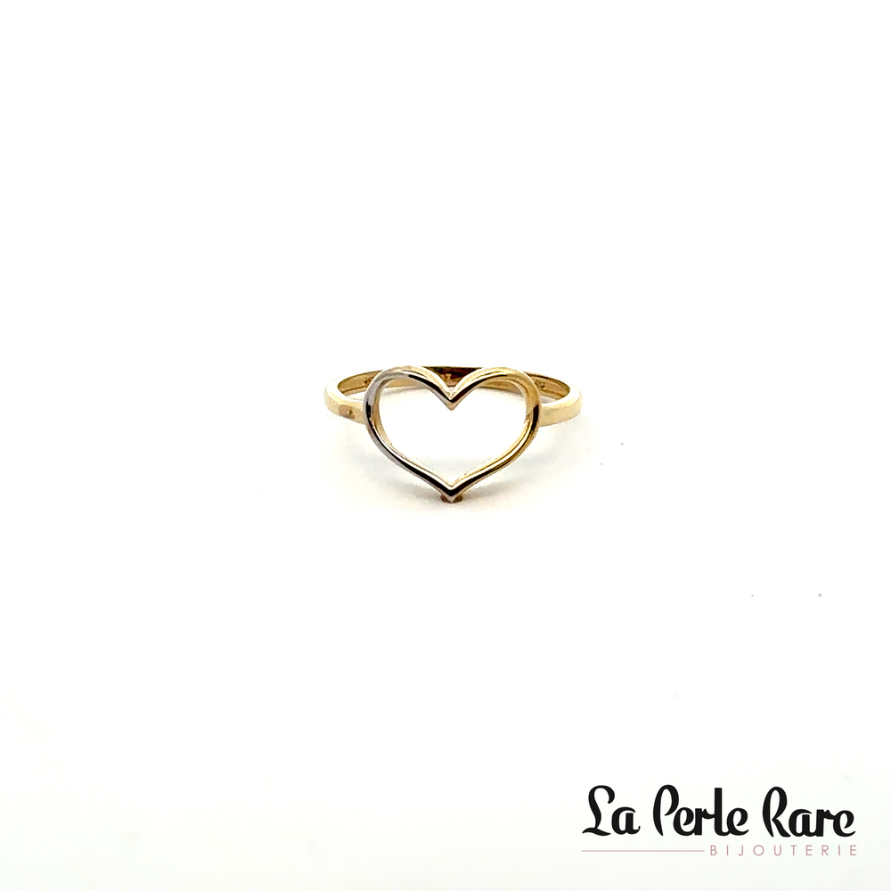 2 tone gold heart ring (yellow/white) - ROZ-3571-2T - Exclusivity