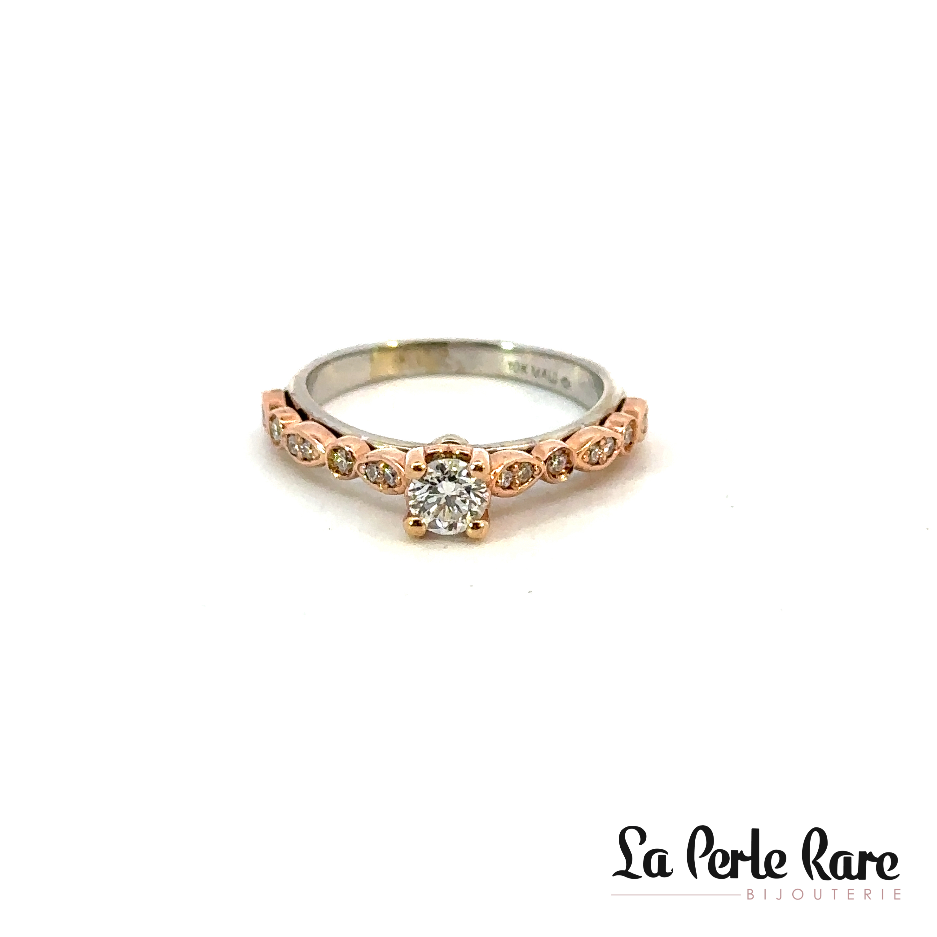 Two-tone (rose/white) gold ring with a total of 50 diamond points - FDC-388AWP - Malo