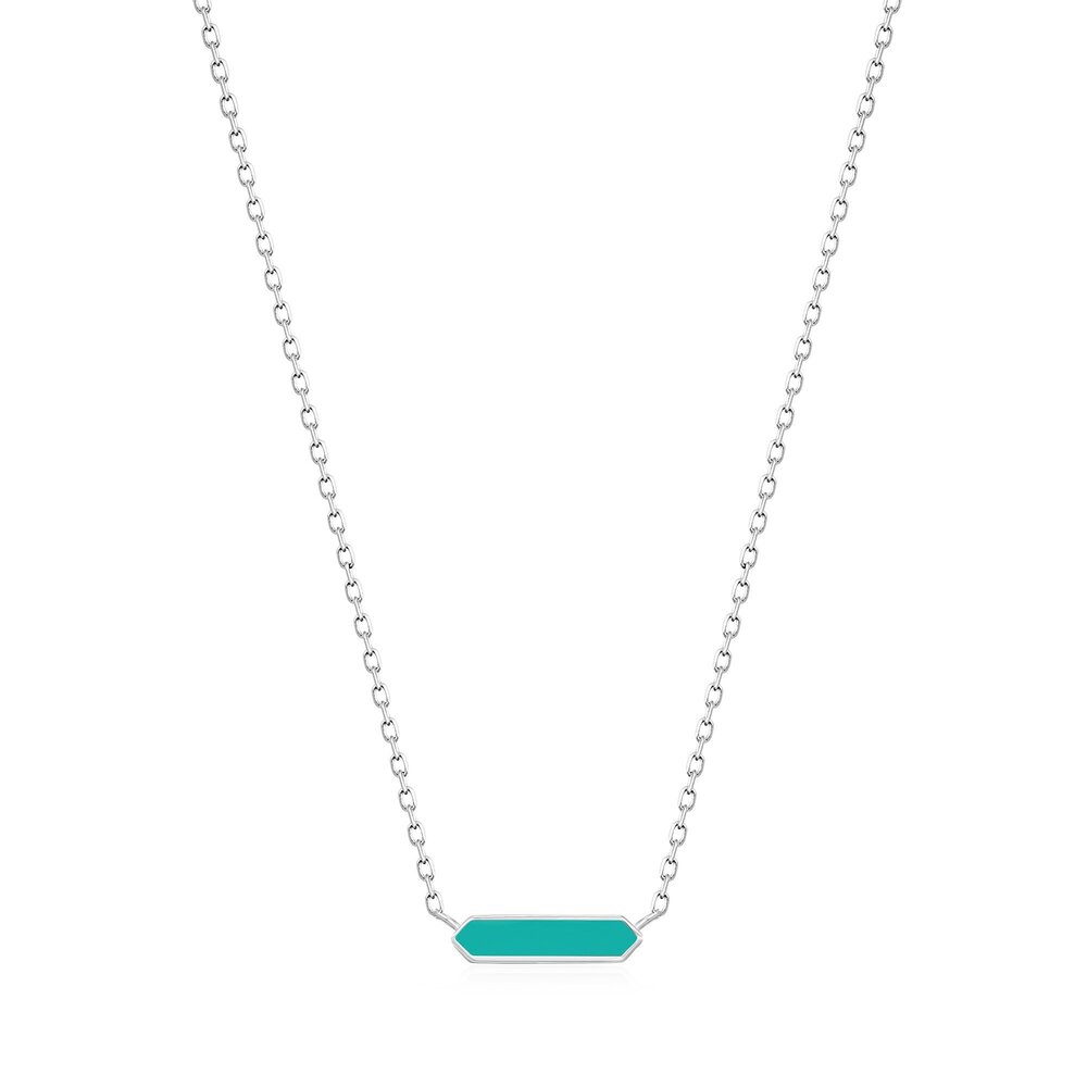 Silver necklace with turquoise enamel - N028-03H-T - Ania Haie