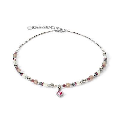 Collier acier, agate, nacre, hématite, cristaux swarovski multicolores - 4544-10-0400 - Coeur De Lion