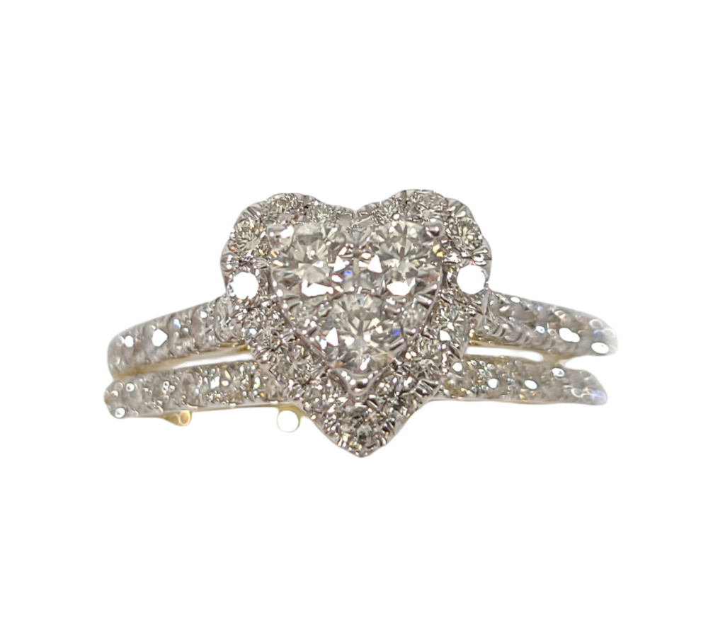 Set of heart-shaped rings in yellow gold with a total of 100 diamond points - SKR30928-100 - Exclusivity