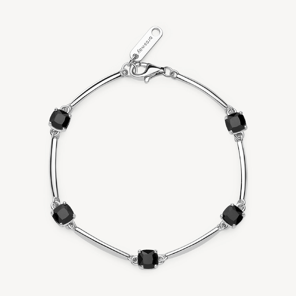 Silver bracelet with black cubic zirconia