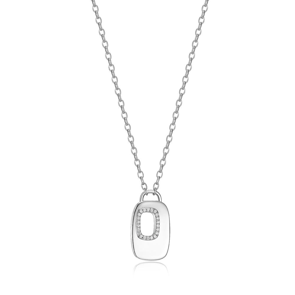 Collier argent rhodié, zircons