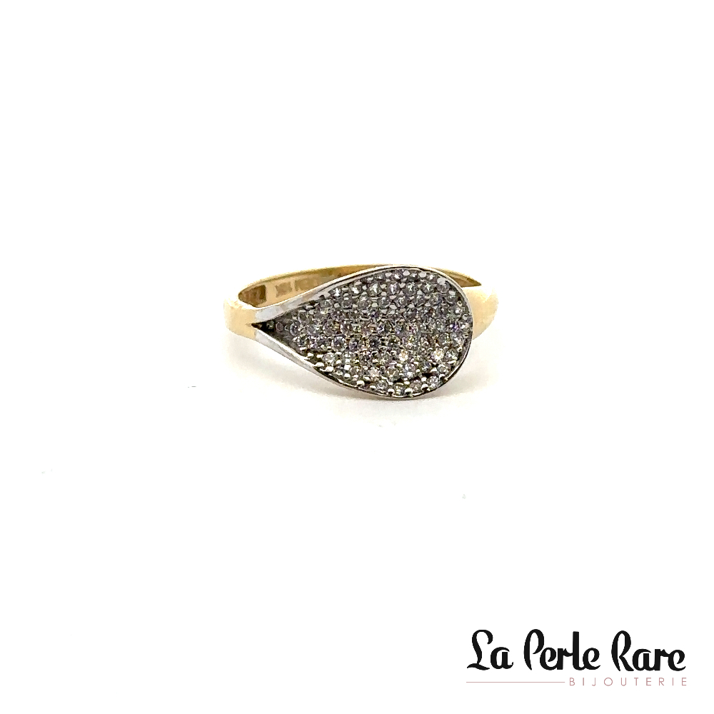 10K Yellow Gold Ring, Clear Zircons - AYZ-0226 - Exclusivity