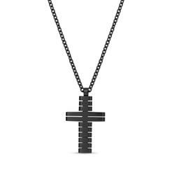 Pendentif croix, acier inoxydable noir - AS-P194BK-24 - Arz Steel