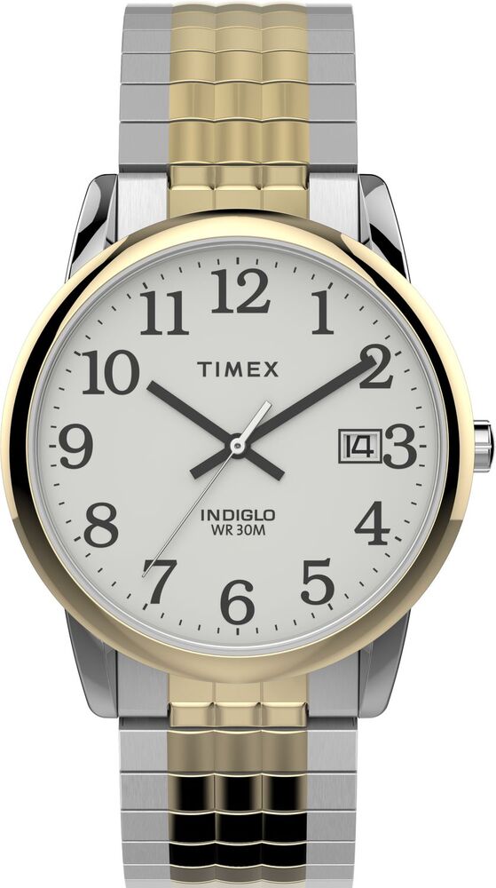 Montre extensible métal 2 tons (blanc/jaune), fond blanc - TW2V05600GP - Timex